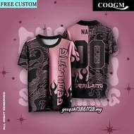 Custom Name And Number Black-pink Dragon Design Baru Jersey Flame Japanese Retro Collar Jersey Baju 