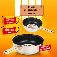 SRAPP SH-30 stainless steel non-stick pan, stainless steel pan size 26cm with 5-layer bottom suitabl