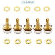 Mon 5pcs A500K Potentiometer Splined  Electric Guitar Bass Effect Amp Tone Volume