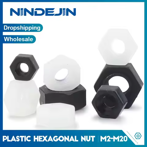 NINDEJIN 2-100pcs Nylon Plastic Hex Nuts M3 M4 M5 M6 M8 M10 M12 M14 M16 White Black Nylon Nut Insula