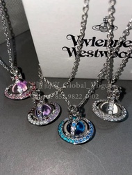 紫鑽🌟誠信商家🌟💜全新 Vivienne Westwood 風格 orb 滿鑽中號土星西太后項鍊漸變 送女友