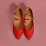 Mary Jane (紅) Red Low Heels | WL