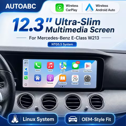 12.3"Multimedia Ultra-thin Screen Wireless CarPlay Android Auto For Mercedes Benz E Class E200 E300 