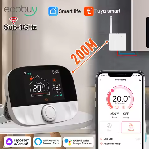 Tuya Wifi Thermostat Smart Wifi Wireless gas boiler Thermostat Battery Powered Wall RF Temperature C