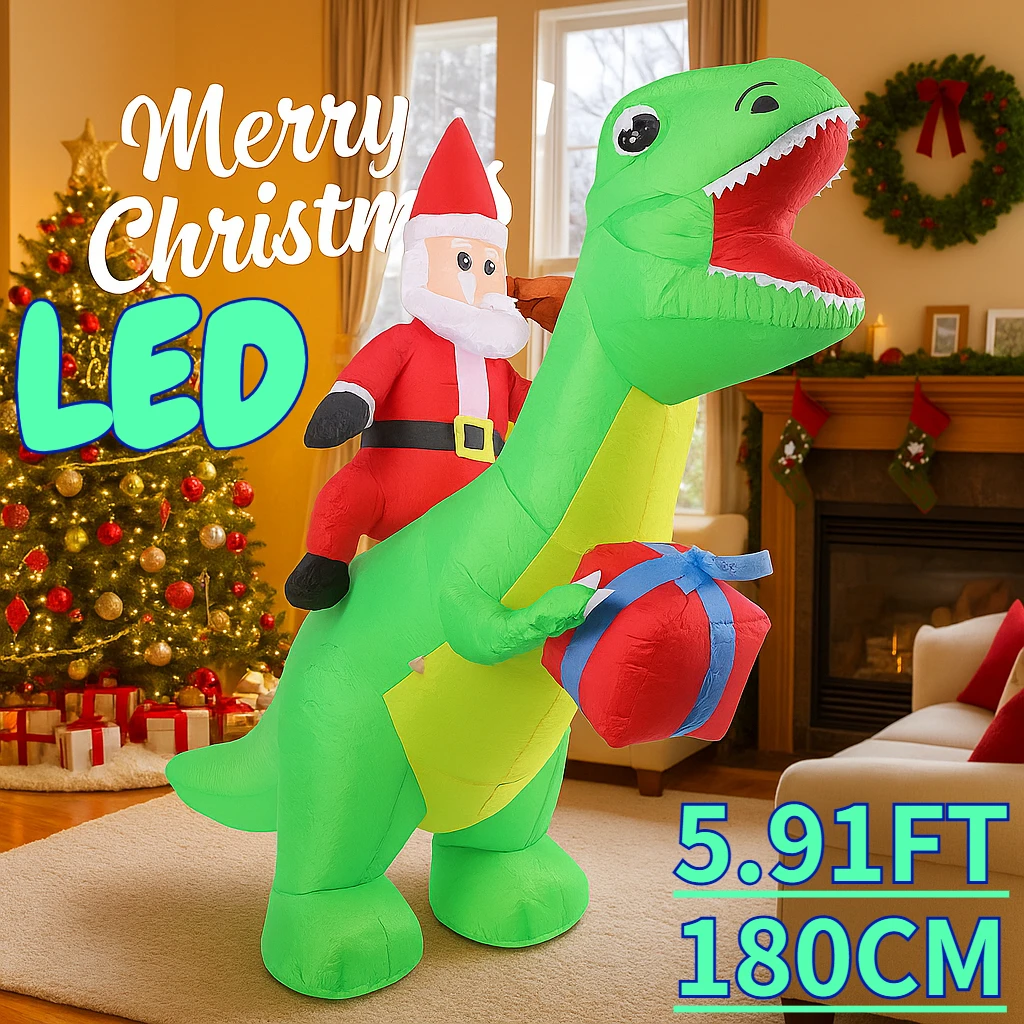 cod Inflatable Toys 5.91FT Santa Claus Dinosaur With LED Light Xmas Yard Lawn Party Decoration Chris
