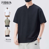Kurta Leki gothobe kurta T-shirt lengan pendek V-neck lelaki musim panas jenama 2025 baru kasual kas