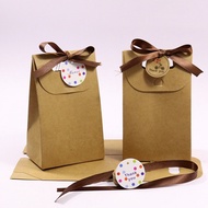 wholesale 1set Kraft Blank Paper Bag with Ribbon and Thank You Gift Tag Gift Box Packaging Wrapping