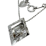 Swing design diamond necklace with 0.20ct swaying design, 2.9g, 45cm, 18K white gold, women's [pre-o