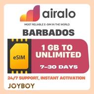 🇸🇬[SG SELLER]🇸🇬 Airalo eSIM – Barbados Data | 100% Digital SIM | No Roaming Charges | QR Code Delive