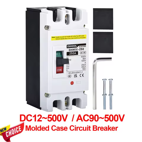 Solar DC/AC MCCB Molded Case Circuit Breaker 500V 25KA 100A/125A/160A/200A/250A For PV Battery Syste