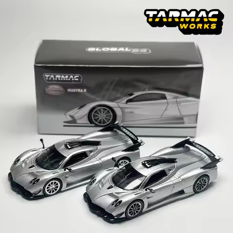 TW 1:64 Tarmac Works Pagani Huayra R Satin Silver Chase alloy car model