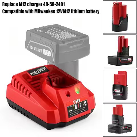 For Milwaukee 12V Battery Charger M12 N12 Lithium-Ion Battery 3A Fast Charging Replacement 48-11-240