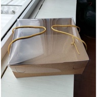 Box Kraft Cake Box with Mica Lid + Rope Size 20x20x8 5pcs