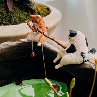 Aquarium mini decoration Miniature Duck Sinking Football set Fishing Cat statue decoration fish tank