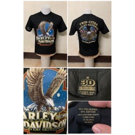 ย้อนยุคเสื้อยืดผู้ชาย เสื้อฮาเลย์ (harley davidson)  ป้าย 3D EMBLEM ผ้าบาง50/50 เสื้อผ้า เสื้อวินเทจ