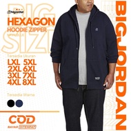 HITAM Black zipper hoodie jacket big size xxxxxl xxxxxxl jumbo men's hoodie sweater 3xl 4xl 5xl 6xl 