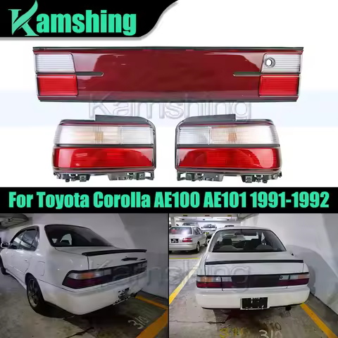 A set Rear Bumper Taillight For Toyota Corolla AE100 AE101 1991-1992 Tail Trim Panel Rear Brake Ligh