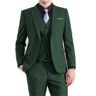 ชุดเจ้าบ่าว ชุดแต่งงาน สีไวน์แดง สูทชาย ฤดูใบไม้ร่วง งานแต่งงาน ชุดสาม ชิ้น ขนาดใหญ่ สูท เสื้อ กางเก