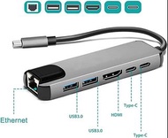 USB-C Hub Multi-port Adapter - 6 in 1 Portable Space Aluminum Dongle with 4K HDMI Output, 2x USB 3.0