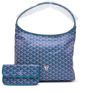 Goyard Pearly Blue Goyardine Canvas and Chevroches Calfskin Boheme Hobo Bag Palladium Hardware, 2024