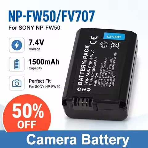 NP-FW50//FV707 Camera Battery 7.4V 1500mAh for SONY A6400 A6300 A6000 A5100 A5000 A7 A7s2 NEX-3 NEX-