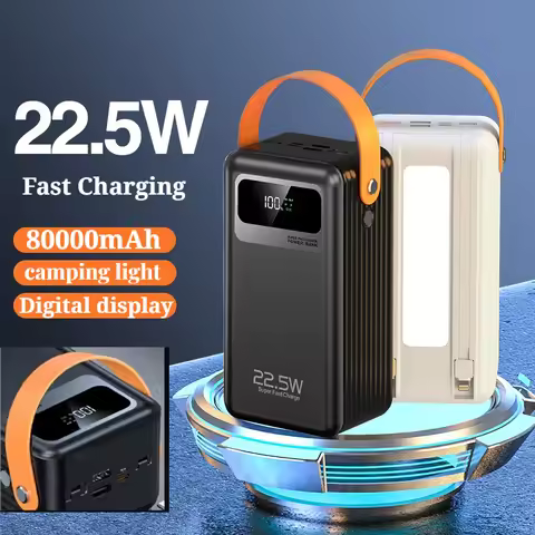 80000mAh Large Capacity Power Bank Portable Charger Fast Charging External Spare Battery for IPhone 