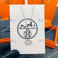 新款 HERMES愛馬仕銀色吊錘鑲鉆豬鼻子項鏈 hkpowerbuy.  禮物 情人節 紀念日 送禮 飾品 手鏈 手扼 戒指 頸鏈 耳釘 耳環