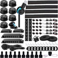 Kit Pengurusan Kabel ELII 328Pcs, 8 Pemegang Kabel Magnetik, 69Klip Kabel Pelekat, 4 Pemisahan Lenga