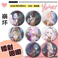 8Pcs/Set Pin Honkai Impact 3rd The Flames Flame Chaser Figure Cosplay Badge Backpack Icon Button Laser Brooch Accessories Gifts Fashion Brooches Pins