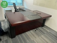 實木大班枱 L型拐角實木大班台 帶側櫃 單獨檯面 配套文件櫃 配套推櫃桶 組合書櫃文件櫃一體式設計 啡色 紅木色 胡桃木色 經典大氣 全新/九成新大班台 老闆辦公室首選 厚重有分量 沉穩大氣【立方傢俬