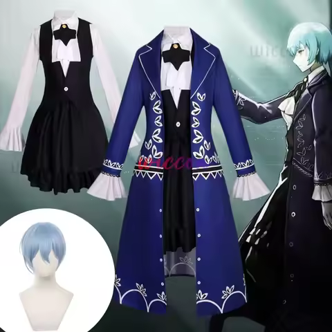 Anime Angela Game Library of Ruina Angela Cosplay Costume Wig Tailcoat Printing Coat Uniform Shoes M