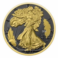 美國鷹揚鍍金鍍釕三金屬銀幣，銀幣，紀念幣，錢幣，幣~鷹揚鍍金鍍釕三金屬銀幣~鍍金鍍釕加銀三種貴金屬