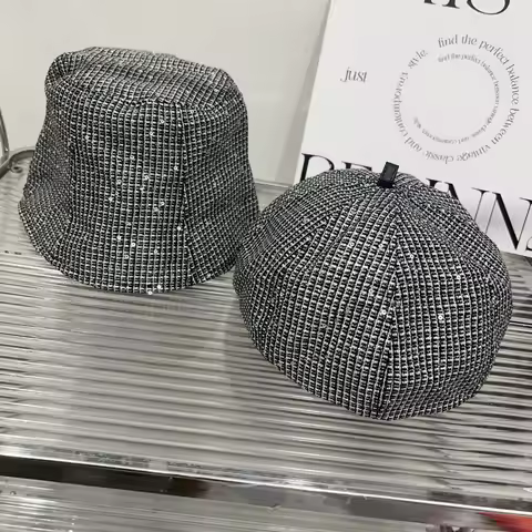 Glittered Fisherman Hat women's Duckbill Hat Beret Hat Versatile Fashion Sunshade Bucket Hat Casual 