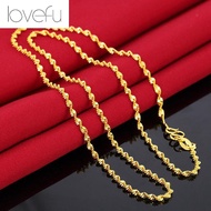 100% original pure real 18k Saudi Gold Necklace Lady Gold Water Wave Jewelry Necklace Clavicle Chain Necklace Lady Necklace Couple Necklace