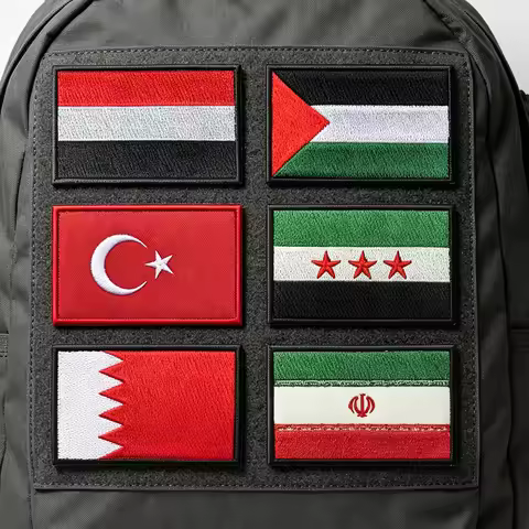 Yemen Turkey Bahrain Palestine Syria Iran Flag Armband Embroidered Patch Hook & Loop Or Iron On Badg