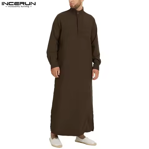 Fashion Muslim Clothing Thobe Jubba Mens Robe Long Sleeve Saudi Arab Thobe Kaftan Ropa Arabe Islamic