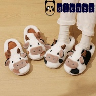 GLENES 1 pair Cow Plush Slippers, Non-slip Cow Winter Fluffy Slippers, Kawaii Plush Warm Toe Wrap So