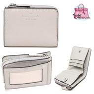 (STOCK CHECK REQUIRED)BRAND NEW AUTHENTIC KATE SPADE SCHUYLER SMALL L-ZIP BIFOLD WALLET IN PLATINUM GRAY (K9348)