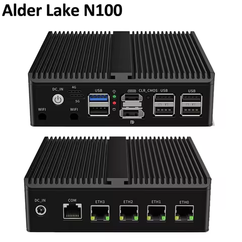 Intel Twin Lake N150 /N100 Soft Router Fanless Mini PC 4x Intel i226 2.5G LAN HD DP pfSense 4G/5G Fi