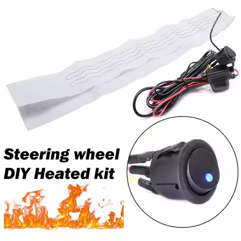 Winter Car Steering Wheel Heater Kit 6 Gears Flocking Cloth Wireharness Red Pads 12V Warm Blue Heat 