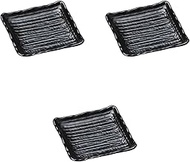 Set of 3, Oil Droplets Squared Square Steak Plate (Small), 7.1 x 7.1 inches (18 x 18 cm) | Square Pl