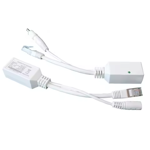 Passive POE Injector Splitter Cable Kits 12-56V Input 10/100/1000Mbps Data Speed Mode B 12V PoE Sepa