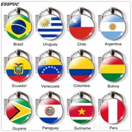 South America Countries Flag Key Chain Chile Argentina Peru Colombia Flag Metal Keychain Tourist Cou