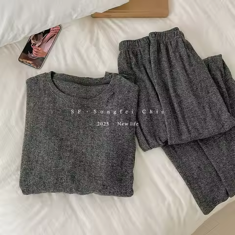 Warm Winter Nightwear Fleece Velvet Thick Pajama Set Woman Loose Casual Home Suit For Women Sleepwea