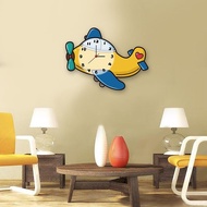 新品现货飞机卡通创意静音客厅卧室儿童房幼儿园钟表挂钟可爱时尚装饰表Aircraft cartoon creative mute living room bedroom children's room2