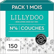 LILLYDOO Skin-friendly Baby Nappies - Size 4 (9-14 kg), Monthly Box (150 Pieces), Safe Leak Protecti