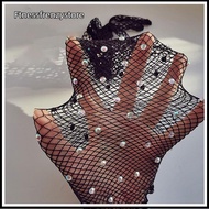 [FF] Women's Fashionable Hot Diamond Sparkling Mesh Fishing Net Elastic Gloves [TH]