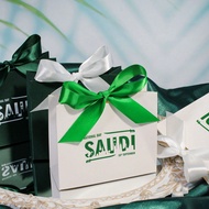 5/10pcs Saudi National Day Gift Bag With Ribbon Handle, 23rd September Design, "SAUDI" Text With Swo