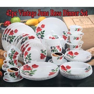 42pc  8 PAX Vintage Flora June Rose Dinner set SE42168