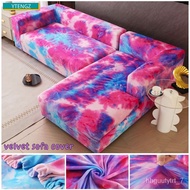 STM🔥QM Elastic Sofa Slipcovers Tie dye Velvet Sofa Cover for Living Room Sectional Corner L-shape Chair Protector Couch